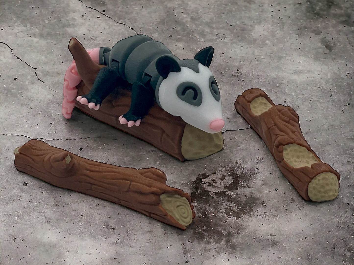3D Druck Opossum auf Baumstämmen
