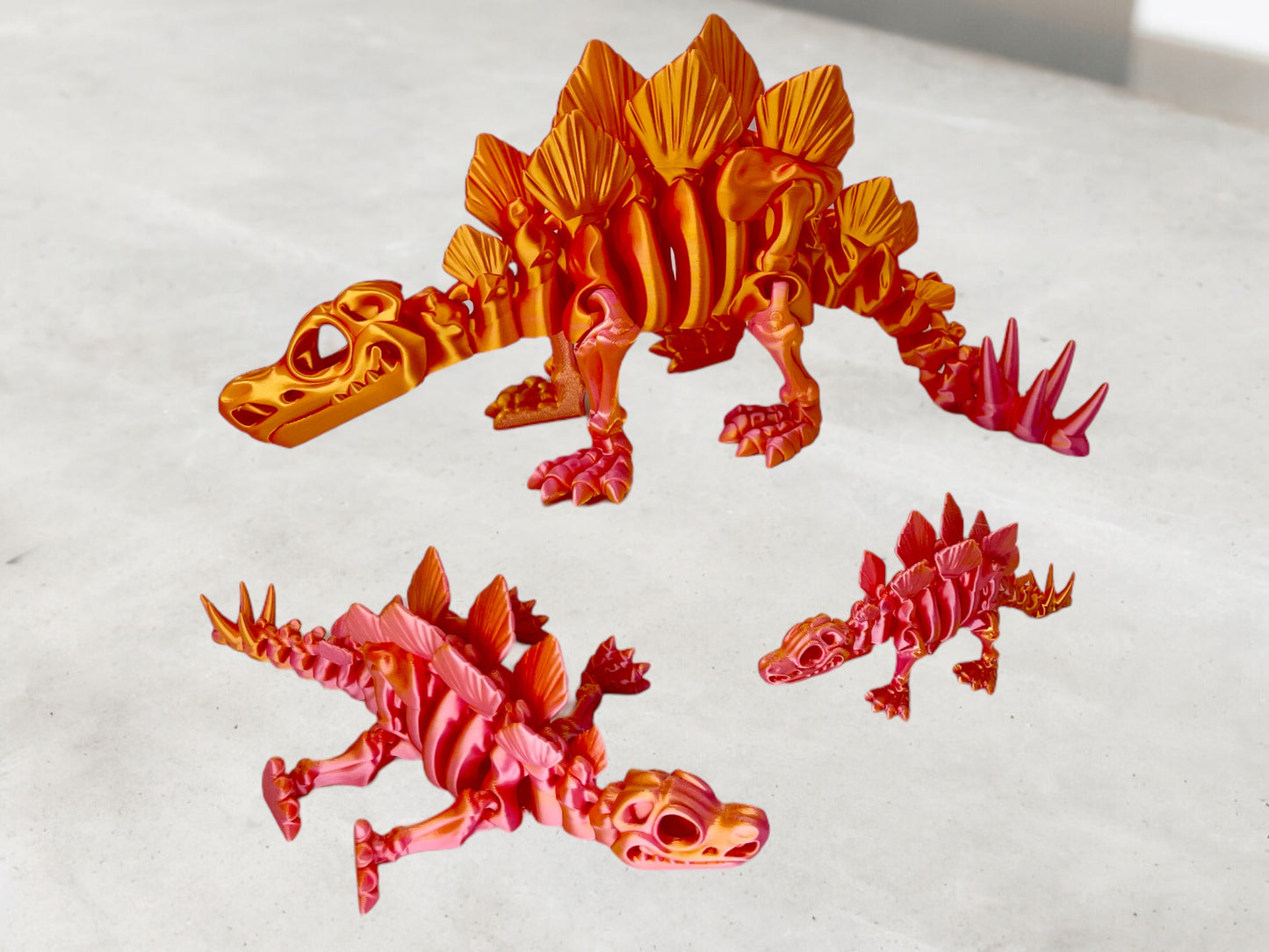 3D Druck Stegosaurus Skelett beweglich Pink Gold