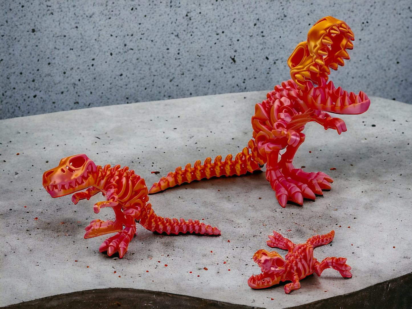 3D Druck T-Rex Skelett beweglich Pink Gold