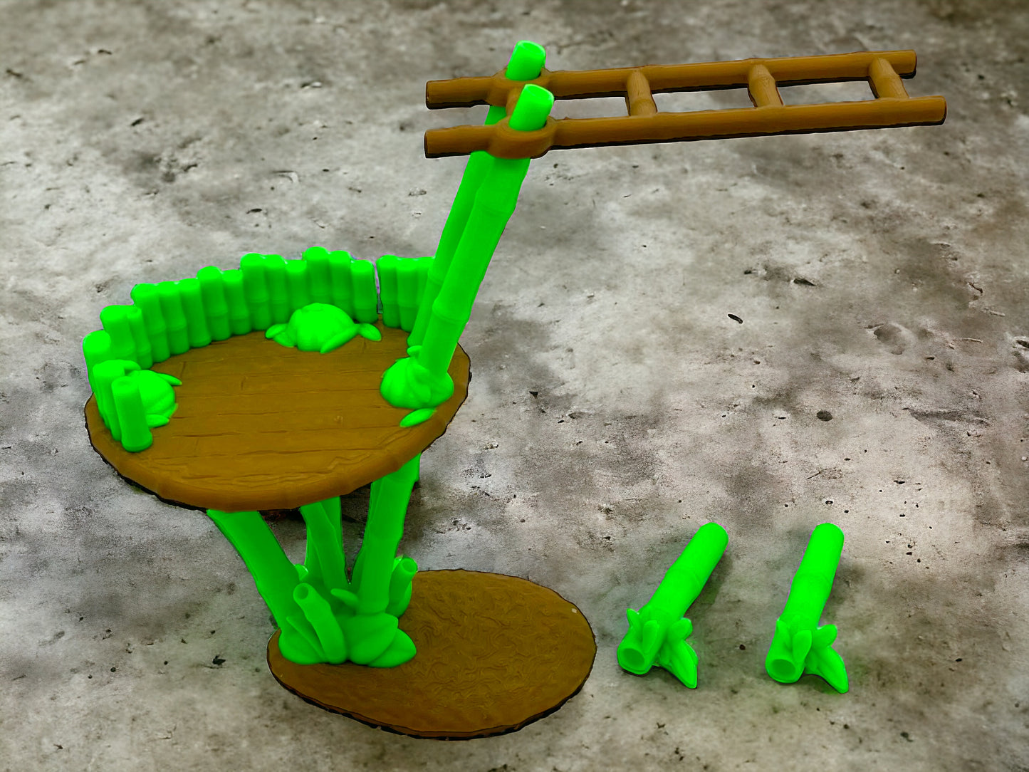 3D Druck Bambus mit Leiter auf einer Betonplatte für großen Panda beweglich 