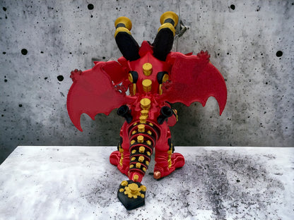 3D Druck Drache beweglich von hinten Metal Titan Steampunk auf Betonplatte