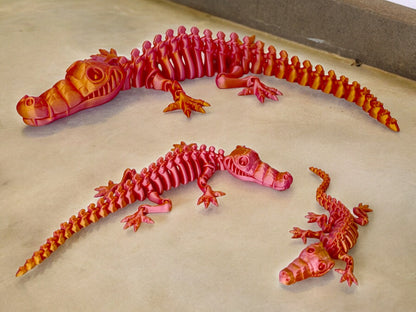 3D Druck Krokodil Skelett beweglich Pink Gold