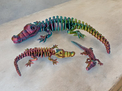 3D Druck Krokodil Skelett beweglich Rot Gelb Grün