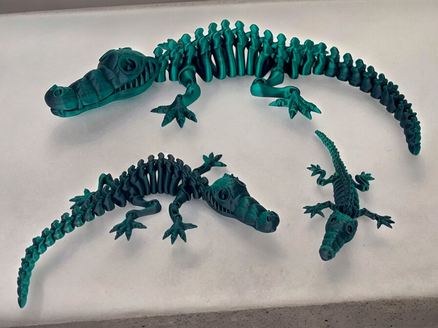 3D Druck Krokodil Skelett beweglich Schwarz Grün