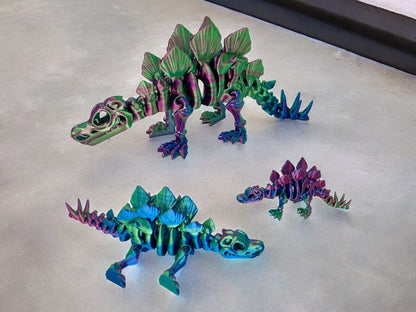 3D Druck Stegosaurus Skelett beweglich Blau Grün Lila